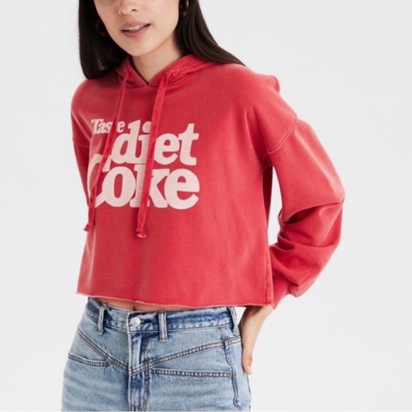 American Eagle Outfitters Tops - American Eagle Tailgate Taste Diet Coke Coca Cola Red Cropped Long Sleeve Hoodie